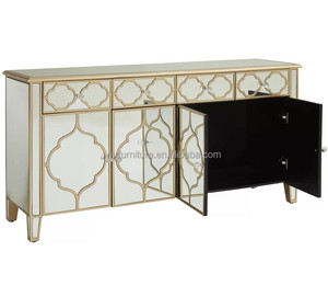 Meubles de <span class=keywords><strong>salon</strong></span> en forme de miroir Antique, 4 portes, 4 tiroirs, caisses de couleur <span class=keywords><strong>Champagne</strong></span> pour la salle à manger - Product Image 3