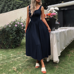 <span class=keywords><strong>Vestido</strong></span> <span class=keywords><strong>de</strong></span> Verano Nuevo para Mujer, Estilo Europeo y Americano, con Cuello Cuadrado y Pliegues en la Cintura, Marca Bdbh - Product Image 2
