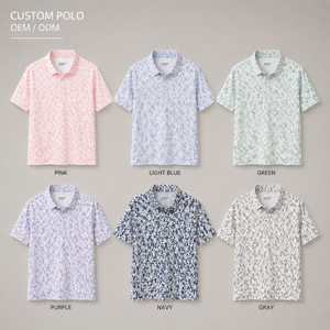 Polo de Golf Rosa Floral Premium Personalizado para Hombre, Ropa de Resort de Marca Privada con Tecnología de Absorción de Humedad, OEM - Product Image 2