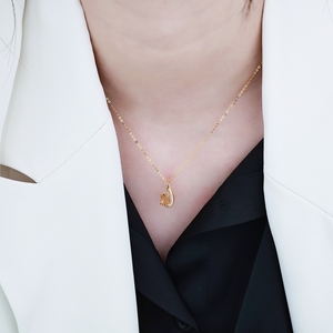 เครื่องประดับหรูหราสำหรับผู้หญิง ขายดี สร้อยคอทองคำแท้ 14K ประดับเพชรแล็บโกรว์ รูปไข่ พร้อมจี้ซิทริน - Product Image 2