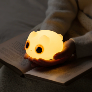 Cartoon Cute Simple PatCat Night <b>Light</b> Soft Silicone USB Rechargeable Baby Nursing kids bedroom <b>sleep</b> lamp with timer - Product Image 3