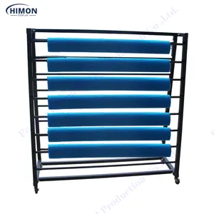 Double Sided Metal 10 Rolls Storage Stand For Heavy Weight Textile Fabric Roll Display Rack