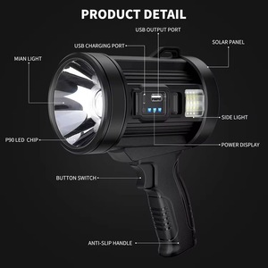 P50 ไฟฉายพลังงานสูงแบบชาร์จพลังงานแสงอาทิตย์แบบพกพาไฟฉายกลางแจ้ง LED 18650 แบตเตอรี่อายุการใช้งาน 50000 ชั่วโมง - Product Image 4