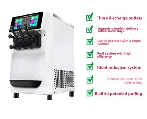 Máy tính để bàn thương mại hoàn toàn tự động biến tần Máy làm kem 3 đầu-3 hương vị đồng thời, công suất 2.5L/h cho các quán cà phê - Product Image 4