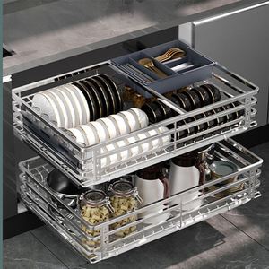 Accessoires multifonctionnels pour armoires de cuisine, quincaillerie de meubles à fermeture douce, panier de rangement coulissant pour tiroir d'armoire de cuisine - Product Image 2