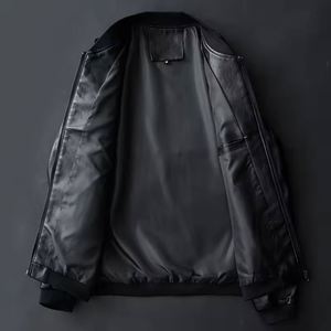 Moda moda <span class=keywords><strong>abbigliamento</strong></span> invernale personalizzato in pelle uomo colletto in piedi Jacke pelle giacca moto uomo Bomber cappotto in pelle - Product Image 4