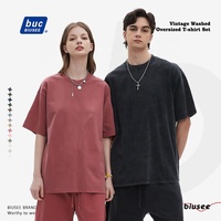 Groothandel Hoge Kwaliteit Zwaargewicht Op Maat Gemaakt Casual Blank Oversized 100% Katoen Vintage Gewassen T-shirt Shorts Set