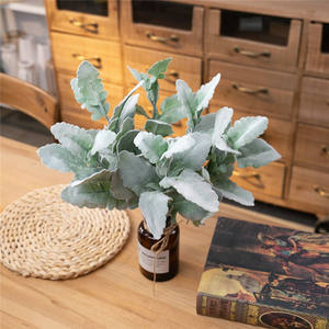 ใบไม้ประดิษฐ์ซีเนราเรียแบบกำมะหยี่สีเขียวมิลเลอร์ สำหรับตกแต่งบ้าน โต๊ะ งานแต่งงาน และช่อดอกไม้ - Product Image 2