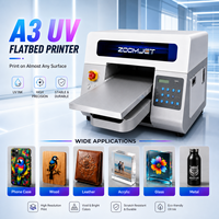 Printer UV Flatbed Zoomjet A3 Kecil dengan 2 Kepala Cetak Xp600 Printer UV Flatbed LED A3 Mesin Printer UV Flatbed