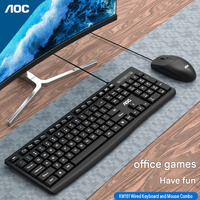 Clavier filaire AOC KM151, 104 touches, USB 2.0, clavier à membrane, faible bruit, résistant aux éclaboussures, pour ordinateur de bureau, ordinateur portable, usage domestique et professionnel