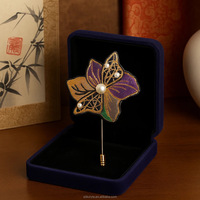 Broche Papillon Brodé à la Main de Luxe, Style Papillon Printanier Yunjin, Épingle Artistique en Brocart de la Marque Silkvivre pour Décoration Intérieure