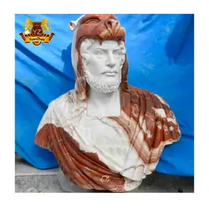 罗马神话人物石雕混色天然大理石石头人头半身像白色大理石马库斯奥列留斯半身像