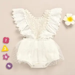 Fashion Girls' Bodysuit Clothes Summer Thin Baby Romper Lace Sleeveless Baby Clothes