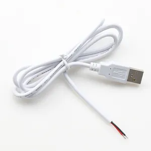 מאוד גמיש לבן PVC מעיל 2m אורך USB 2.0 סוג פתוח סוף טעינת נתונים כבל חוט