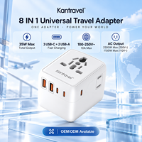 Adaptateur de voyage universel GaN 35W avec 3 USB-C et 2 USB-A, chargeur rapide pour hôtel, affaires et voyages