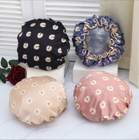 Grand bonnet de douche réutilisable à deux couches pour femmes imperméable pour tous les types de cheveux-Tresses longues bouclées droites