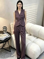 Ensemble de pantalon pour femme, vêtements pour femme, veste à boutons asymétriques et pantalon large à taille haute, décontracté pour le bureau