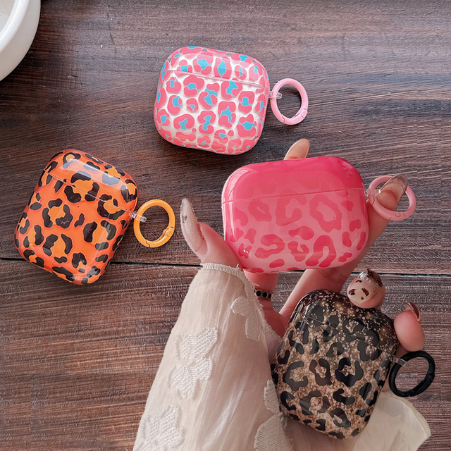 Fashion Leopard Print Glossy Earpods Case for Apple Airpods 1 2 3 4 Pro 2 Wireless Earphone Cover Charging Box for Airpods Pro 3