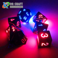 Dés de casino polyédriques personnalisés noirs de 19 mm, lot de dés pour Donjons et Dragons, jeu de rôle, DND, jeu électronique lumineux, dés LED D6 D%