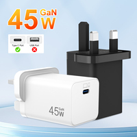 Cargadores y Adaptadores OEM, Enchufe USB para Reino Unido, Cargador de Pared Tipo C de 45 W, Carga Súper Rápida, Cargador PD Gan, Cargador de Teléfono Tipo C para Reino Unido