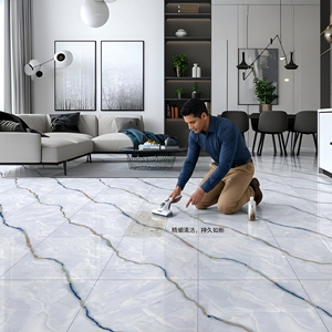 Carreaux de sol en porcelaine émaillée polie Antique Cosmo Crema de la marque Vistaar, épaisseur 8 mm, 600x600 mm (24x24) - Product Image 2