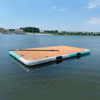 Radeau gonflable flottant pour loisirs aquatiques, plateforme de Ski à Jet d'eau avec échelle, île