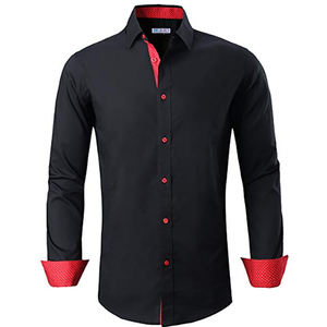 Fabbricazione degli uomini del <span class=keywords><strong>cotone</strong></span> spandex solido di colore a maniche lunghe camicia di vestito convenzionale - Product Image 1