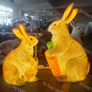 3D LED Rabbit Sculpture <b>Light</b> in Fiberglass for Outdoor Landscape and Decorative Installations - Product Image 2