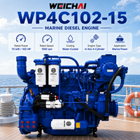 Moteur diesel marin refroidi par eau Weichai WP4 Series WP4C102-15, 1500 tr/min, pour bateaux de passagers et navires de marchandises fluviaux