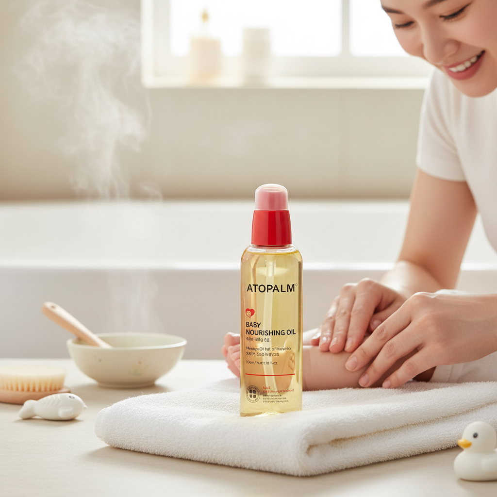 ORANGLES Atopalm Baby Nourishing Oil 100ml – Premium Baby Massage Oil for Soft & Moisturized Skin - detailed closeup view - Image 3 of 3 | great for travel | Texas | Free Shipping ORANGLES