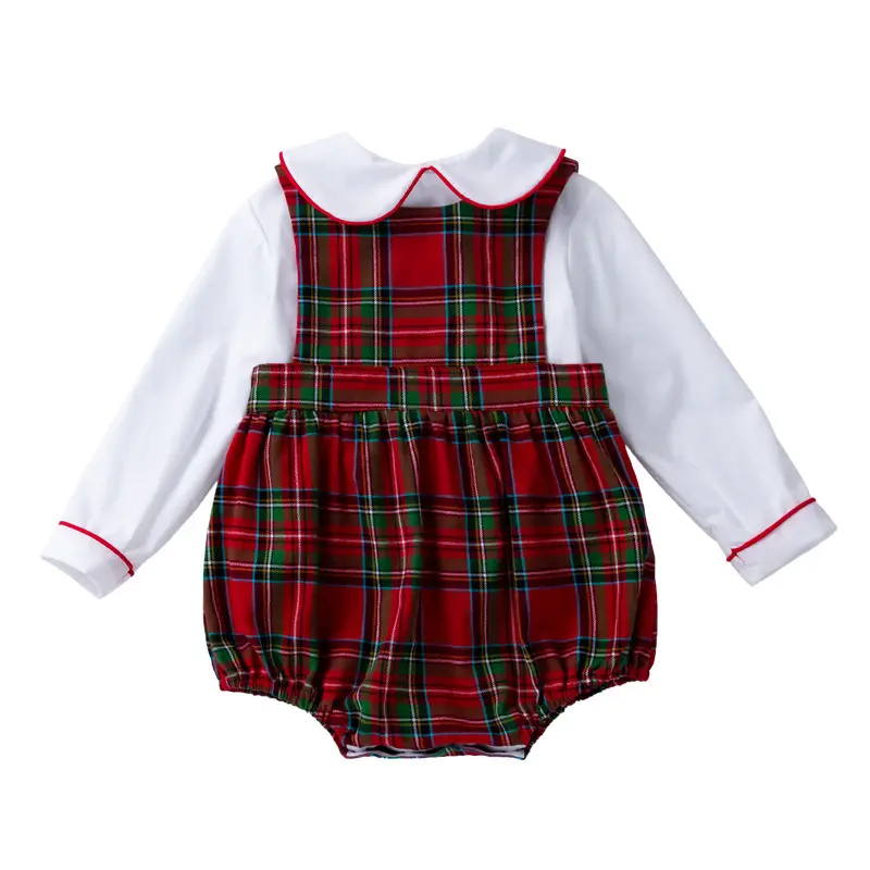 Baby Weihnachten Plaid Kleidung Set Neugeborene Mädchen Jungen Tartan Body suits Kleinkind Langarm Weißes Hemd Rot Blau Plaid Pullover 2St