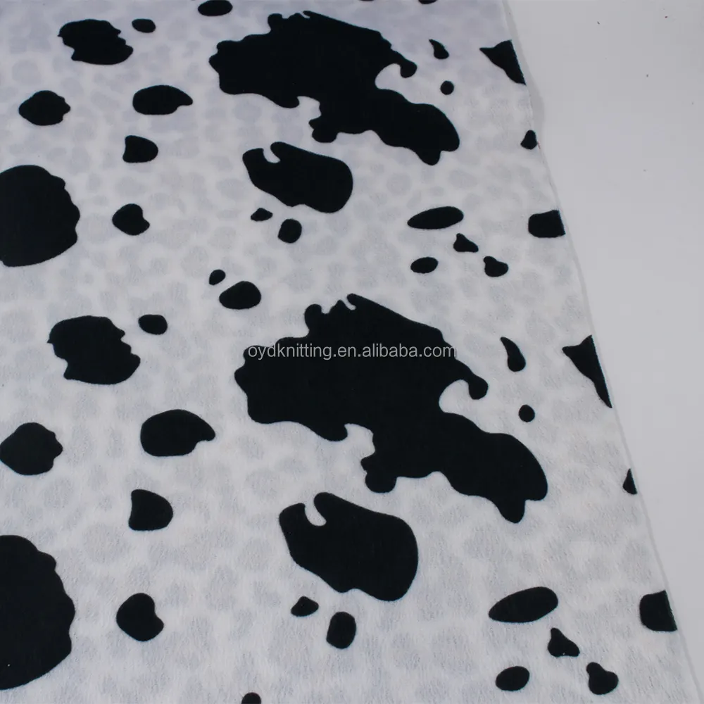 100% Polyester Animal Print Cow Pattern Velboa Short Plush Fabric For Indonesia Market