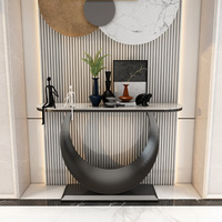 Table console d'entrée minimaliste multifonctionnelle en pierre de quartz et métal, style italien, luxe léger, moderne et simple