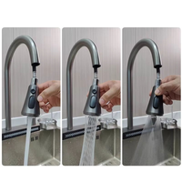 Robinet de cuisine à cascade à montage sur pont en acier inoxydable, à trou unique, avec pistolet intelligent gris, robinet de baignoire chaud, capteur de température froide, sans contact