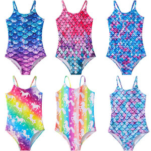 Trajes de Baño de una Pieza de <span class=keywords><strong>Sirena</strong></span> de Dibujos Animados para Niñas, Trajes de Baño de Secado Rápido de Spandex/Poliéster para Playa y Aguas Termales para Niños - Product Image 2