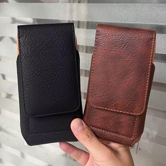 Universal Leather Case for iPhone Samsung Huawei Xiaomi Mens Waist Pack Belt Clip Bag for 5.0-6.5" Mobile Phone Pouch Holster