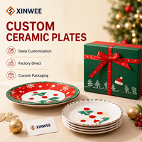 Assiettes de Noël en porcelaine à motif baies d'hiver, compatibles lave-vaisselle, vaisselle OEM, vente en gros en vrac pour l'Amérique du Nord