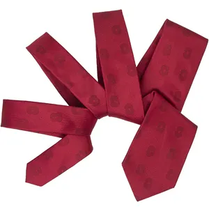 Personalizado Monograma Tecido Vermelho Gravata Cravates De Luxe Hommes Atacado Pura Gravatas De Seda Para Homens 7cm de Largura
