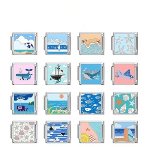 Módulo de Charms Hecho a Mano Serie Océano Fresco DIY Estilo Italiano Modular de Acero Inoxidable Electrochapado para Pulsera Elástica - Product Image 5