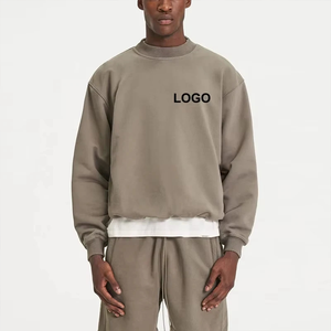 Ensemble de survêtement en molleton surdimensionné pour homme, motif lettres, coton, coupe ajustée, hiver, sweat-shirt en silicone 3D design - Product Image 1