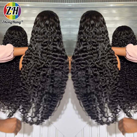 Perruque de cheveux humains vierges bouclés birmans non traités, avec dentelle HD complète, sans colle, cuticules alignées, ondulations profondes, pour femmes