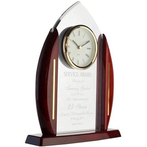 Arc de chapelle personnalisé en acrylique de 11 ", grande pendule, Base finis en <span class=keywords><strong>bois</strong></span> de rose - Product Image 1