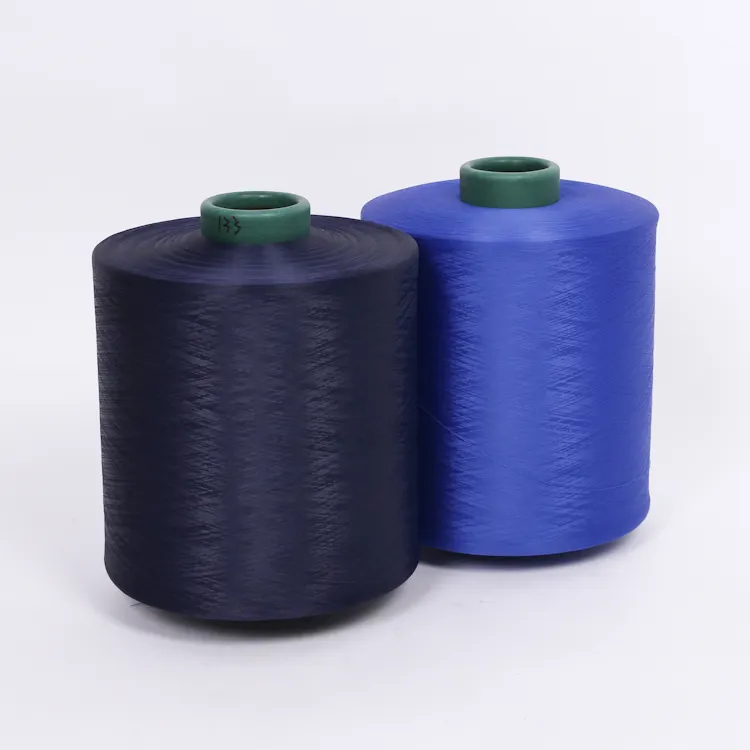 Fil teint 100% polyester pour tissu, 50g, vente directe d'usine, DTY 75D/36F, dosage pour tissage