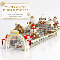 Aire de jeux intérieure d'aventure hivernale personnalisée avec château à plusieurs niveaux, toboggan tubulaire, zones de jeu en mousse souple et caractéristiques de parc d'attractions