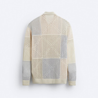 Maßgefertigter Woll-Cardigan Strickpullover für Herren mit Polokragen, Langen Ärmeln und Einzelknopf im Lässigen Stil