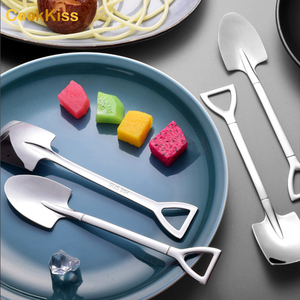 Vente en gros Mini Cuillères Or Acier Inoxydable Salade Thé Café Crème Glacée Petit Gâteau Dessert Pelle Forme Cuillère Cuchara pour Fêtes - Product Image 3
