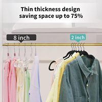 Vente en gros de cintres multifonctionnels à un seul niveau de grande taille 45 cm, antidérapants, pour costumes, vêtements, en velours floqué noir, design gain de place