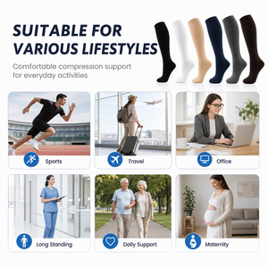 Calcetines de Compresión Graduada de 15-20 mmHg al por Mayor, Calcetines Deportivos hasta la Rodilla para Correr y Viajar, para Hombres y Mujeres - Product Image 6