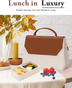 कस्टम लक्जरी सुरुचिपूर्ण शाकाहारी चमड़े के लैपटॉप दोपहर का भोजन tte बैग महिलाओं के लिए थर्मल इन्सुलेट कूलर लंच बैग - Product Image 5