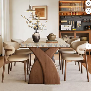 Juego de Comedor FERLY Moderno y Lujoso de Madera Maciza, <span class=keywords><strong>Mesa</strong></span> Rectangular de Madera de Fresno y <span class=keywords><strong>6</strong></span> <span class=keywords><strong>Sillas</strong></span> para Comedor, Hogar, Villa - Product Image 1